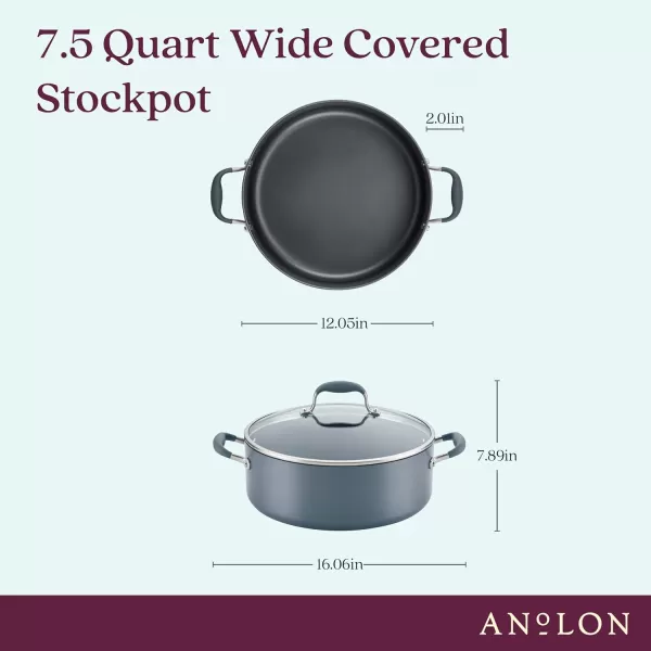 Anolon Advanced Hard-Anodized Dutch Oven Multipurpose Steamer Set, 8.5-Quart, Graphite