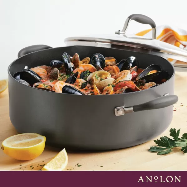 Anolon Advanced Hard-Anodized Dutch Oven Multipurpose Steamer Set, 8.5-Quart, Graphite