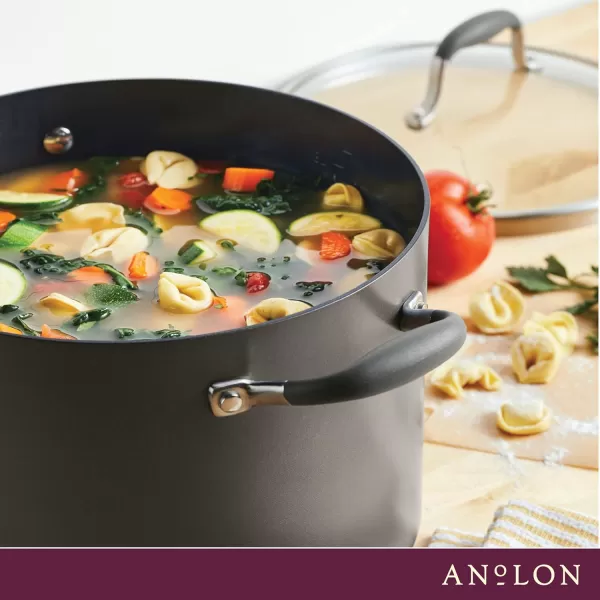 Anolon Advanced Hard-Anodized Dutch Oven Multipurpose Steamer Set, 8.5-Quart, Graphite