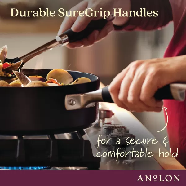 Anolon Advanced Hard-Anodized Dutch Oven Multipurpose Steamer Set, 8.5-Quart, Graphite