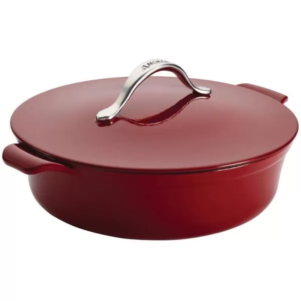 Anolon Vesta Cast Iron Braiser / Short Cast Iron Dutch Oven - 5 Quart, Brown