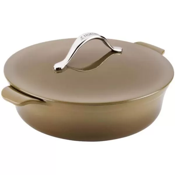 Anolon Vesta Cast Iron Braiser / Short Cast Iron Dutch Oven - 5 Quart, Brown