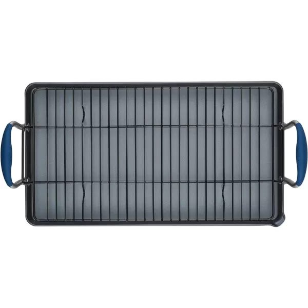 Anolon Advanced Hard Anodized Nonstick Pan/Flat Grill, Griddle w/Rack , Indigo