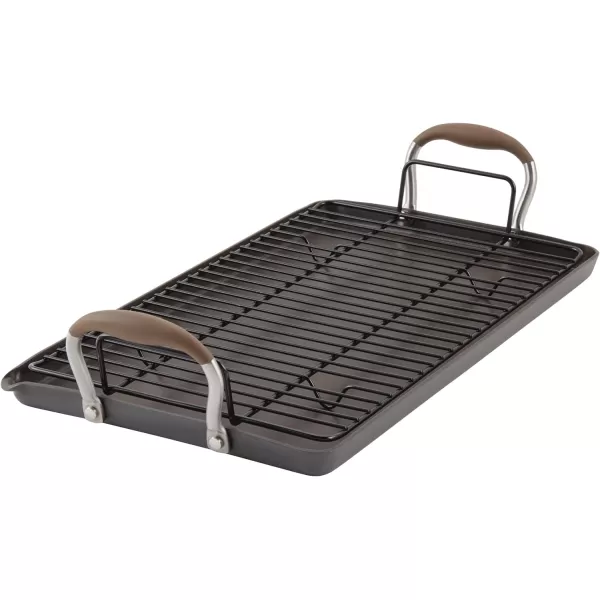 Anolon Advanced Hard Anodized Nonstick Pan/Flat Grill, Griddle w/Rack , Indigo