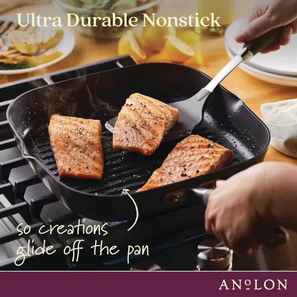 Anolon Advanced Hard Anodized Nonstick Pan/Flat Grill, Griddle w/Rack , Indigo