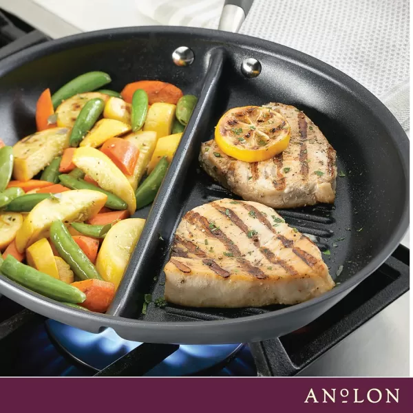 Anolon Advanced Hard Anodized Nonstick Pan/Flat Grill, Griddle w/Rack , Indigo