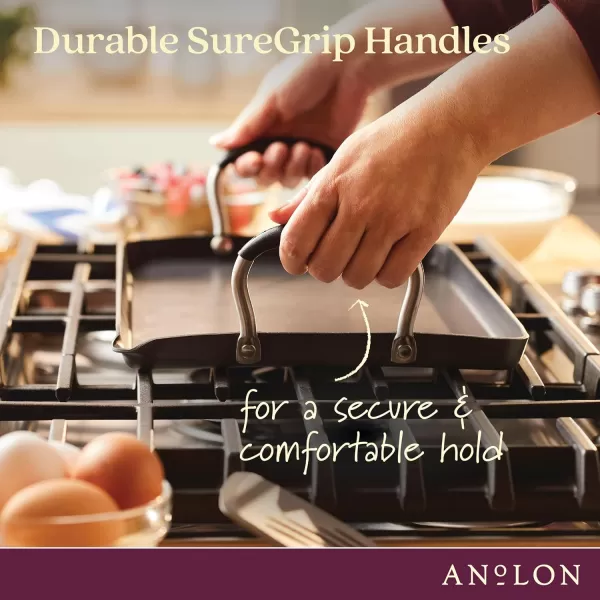 Anolon Advanced Hard Anodized Nonstick Pan/Flat Grill, Griddle w/Rack , Indigo