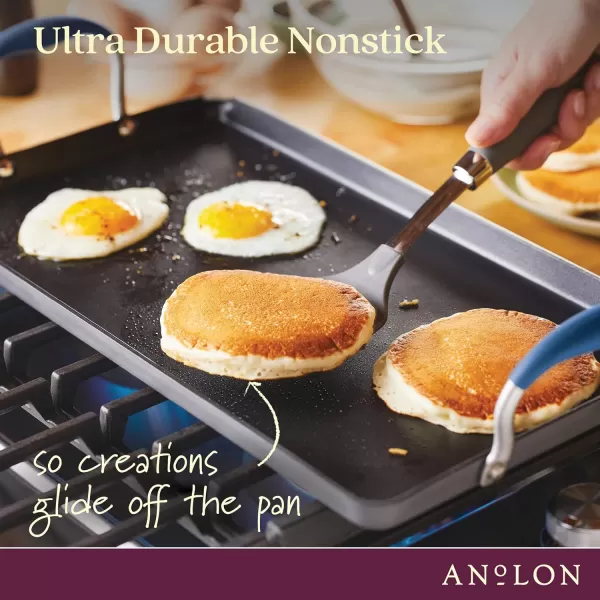 Anolon Advanced Hard Anodized Nonstick Pan/Flat Grill, Griddle w/Rack , Indigo