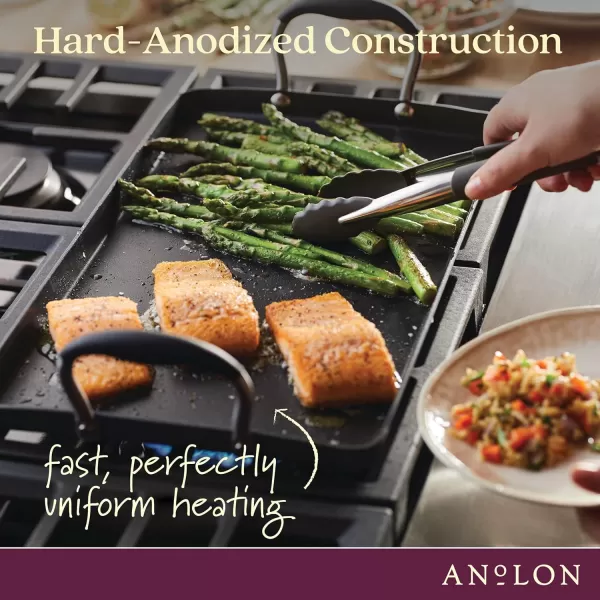 Anolon Advanced Hard Anodized Nonstick Pan/Flat Grill, Griddle w/Rack , Indigo