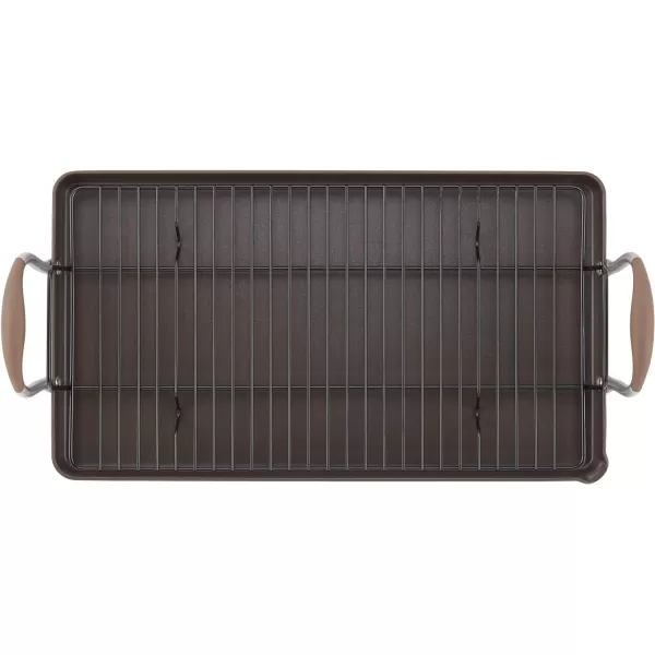 Anolon Advanced Hard Anodized Nonstick Pan/Flat Grill, Griddle w/Rack , Indigo