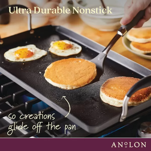 Anolon Advanced Hard Anodized Nonstick Pan/Flat Grill, Griddle w/Rack , Indigo