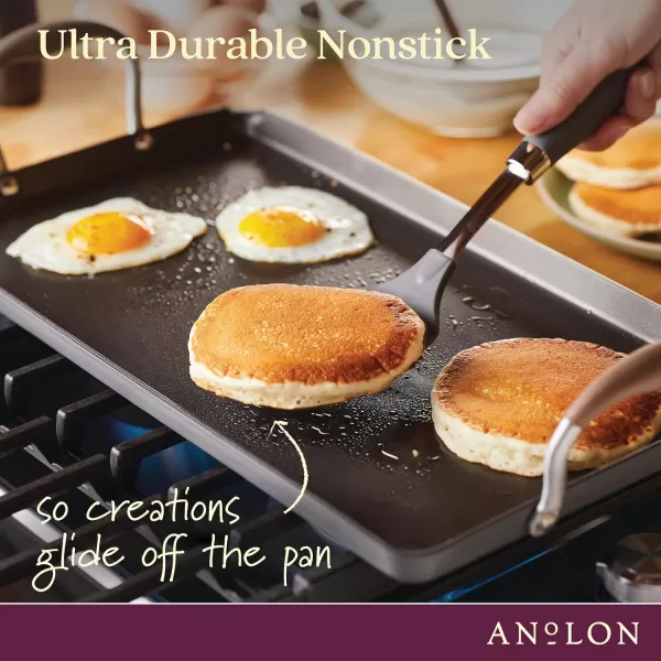 Anolon Advanced Hard Anodized Nonstick Pan/Flat Grill, Griddle w/Rack , Indigo