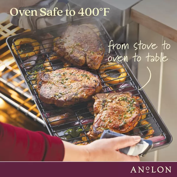 Anolon Advanced Hard Anodized Nonstick Pan/Flat Grill, Griddle w/Rack , Indigo