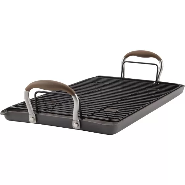 Anolon Advanced Hard Anodized Nonstick Pan/Flat Grill, Griddle w/Rack , Indigo