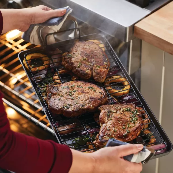 Anolon Advanced Hard Anodized Nonstick Pan/Flat Grill, Griddle w/Rack , Indigo