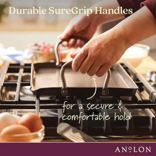 Anolon Advanced Hard Anodized Nonstick Pan/Flat Grill, Griddle w/Rack , Indigo