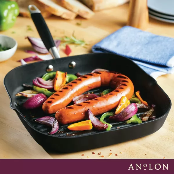 Anolon Advanced Hard Anodized Nonstick Pan/Flat Grill, Griddle w/Rack , Indigo