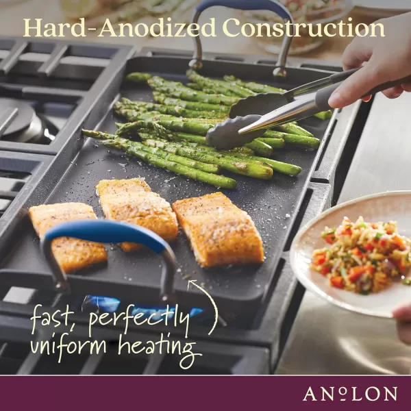 Anolon Advanced Hard Anodized Nonstick Pan/Flat Grill, Griddle w/Rack , Indigo