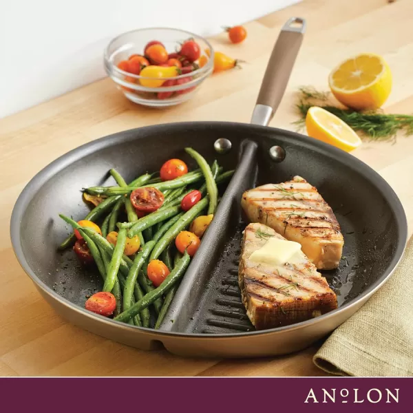 Anolon Advanced Hard Anodized Nonstick Pan/Flat Grill, Griddle w/Rack , Indigo