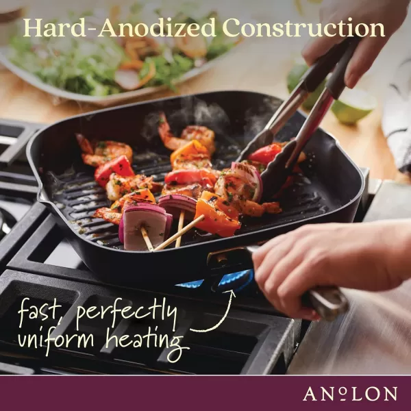 Anolon Advanced Hard Anodized Nonstick Pan/Flat Grill, Griddle w/Rack , Indigo