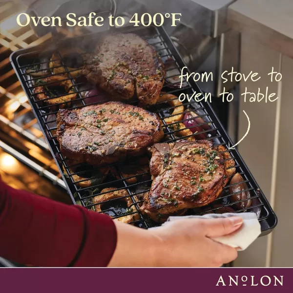 Anolon Advanced Hard Anodized Nonstick Pan/Flat Grill, Griddle w/Rack , Indigo