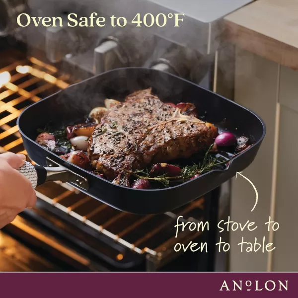 Anolon Advanced Hard Anodized Nonstick Pan/Flat Grill, Griddle w/Rack , Indigo