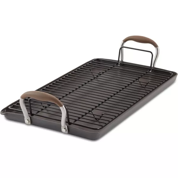 Anolon Advanced Hard Anodized Nonstick Pan/Flat Grill, Griddle w/Rack , Indigo