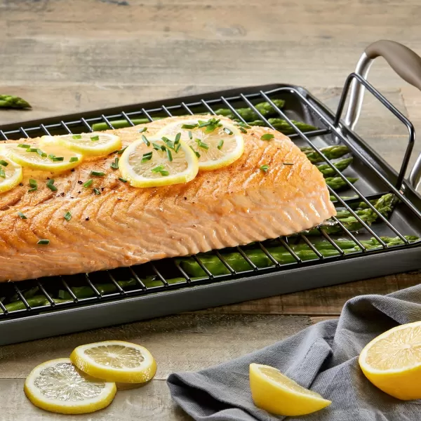 Anolon Advanced Hard Anodized Nonstick Pan/Flat Grill, Griddle w/Rack , Indigo
