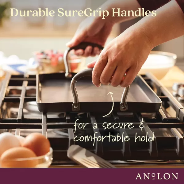 Anolon Advanced Hard Anodized Nonstick Pan/Flat Grill, Griddle w/Rack , Indigo