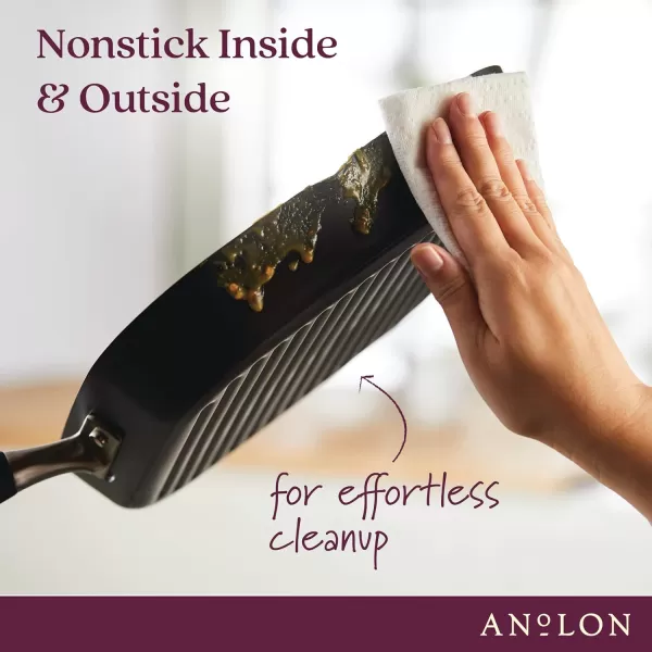 Anolon Advanced Hard Anodized Nonstick Pan/Flat Grill, Griddle w/Rack , Indigo