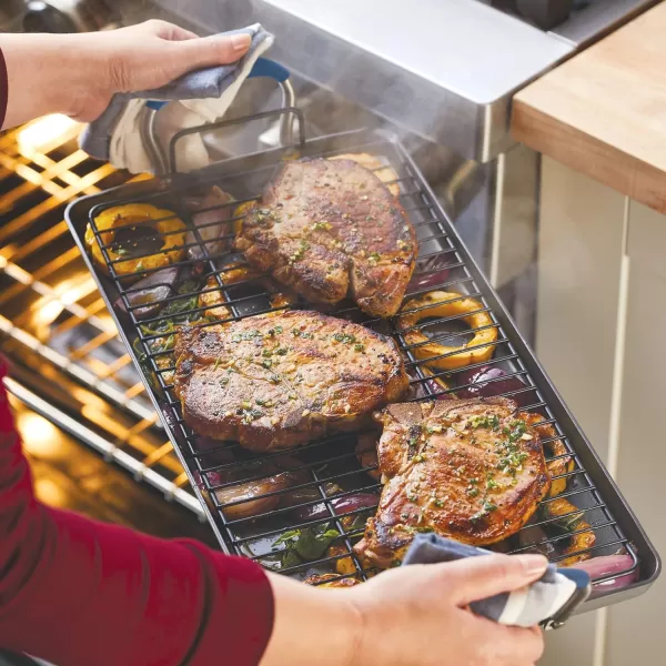 Anolon Advanced Hard Anodized Nonstick Pan/Flat Grill, Griddle w/Rack , Indigo