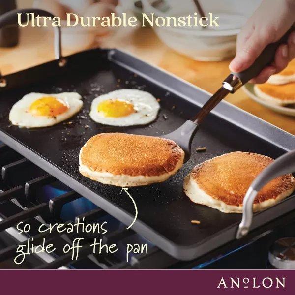 Anolon Advanced Hard Anodized Nonstick Pan/Flat Grill, Griddle w/Rack , Indigo