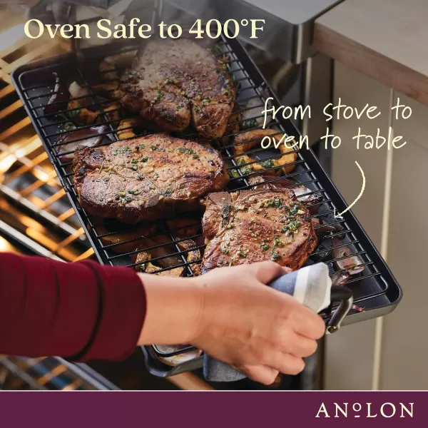 Anolon Advanced Hard Anodized Nonstick Pan/Flat Grill, Griddle w/Rack , Indigo