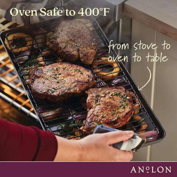 Anolon Advanced Hard Anodized Nonstick Pan/Flat Grill, Griddle w/Rack , Indigo