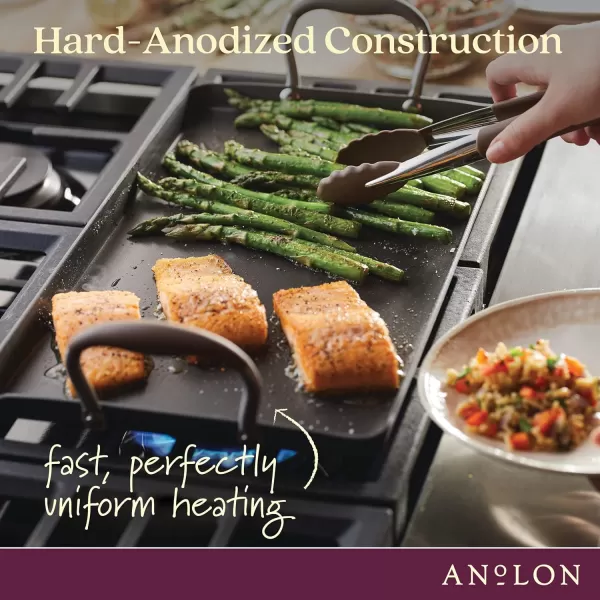 Anolon Advanced Hard Anodized Nonstick Pan/Flat Grill, Griddle w/Rack , Indigo