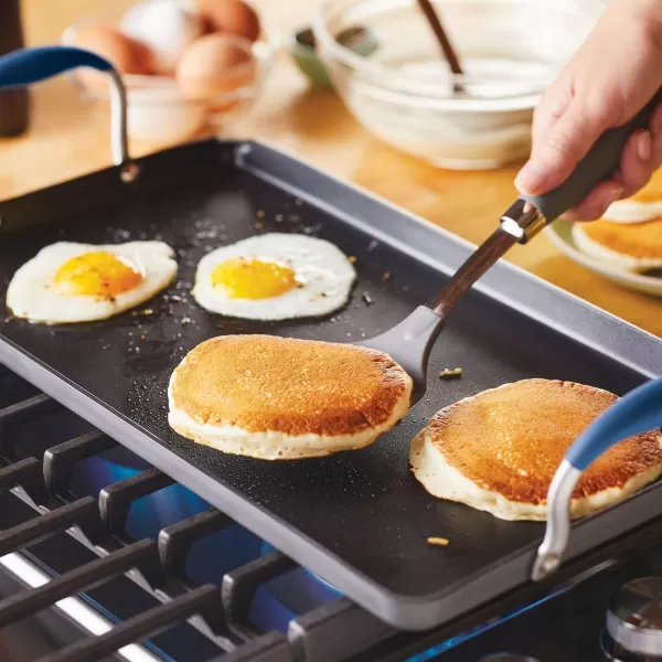 Anolon Advanced Hard Anodized Nonstick Pan/Flat Grill, Griddle w/Rack , Indigo