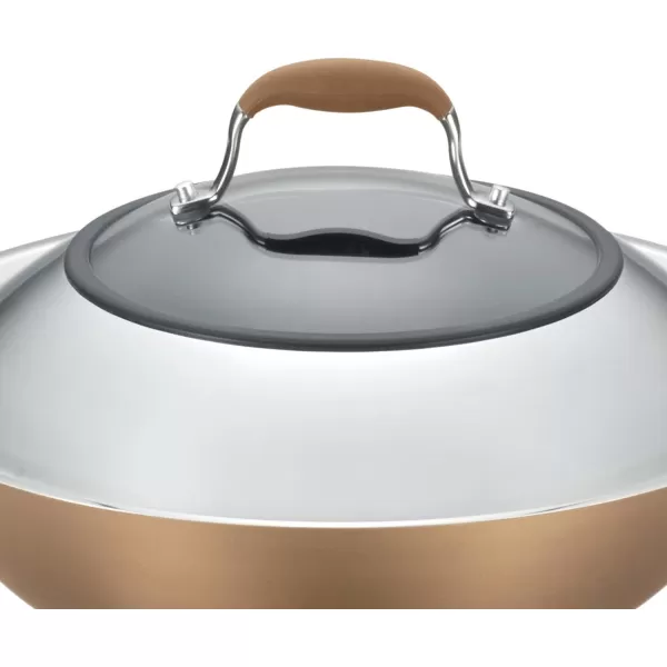 Anolon Advanced Hard Anodized Nonstick Stir Fry Wok Pan with Lid, 14 Inch, Gray