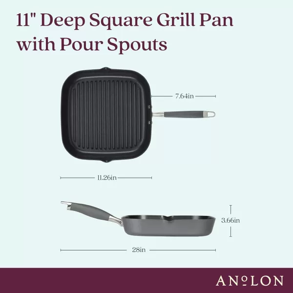 Anolon Advanced Home Hard Anodized Nonstick Deep Square Griddle Pan/Grill, 11 Inch, Bronze