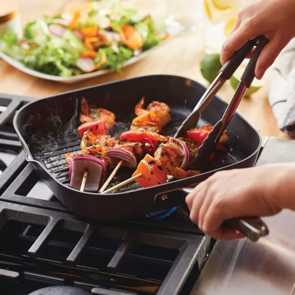 Anolon Advanced Home Hard Anodized Nonstick Deep Square Griddle Pan/Grill, 11 Inch, Bronze