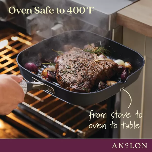 Anolon Advanced Home Hard Anodized Nonstick Deep Square Griddle Pan/Grill, 11 Inch, Bronze