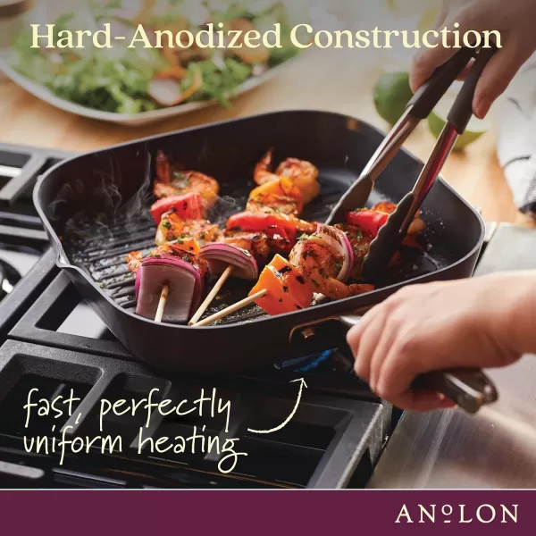 Anolon Advanced Home Hard Anodized Nonstick Deep Square Griddle Pan/Grill, 11 Inch, Bronze