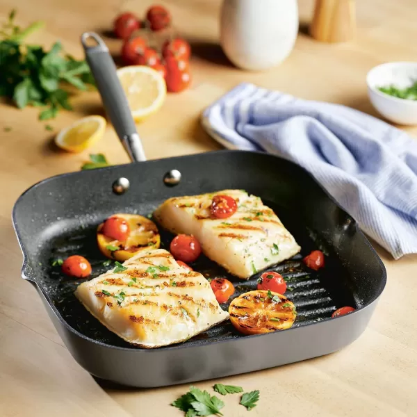 Anolon Advanced Home Hard Anodized Nonstick Deep Square Griddle Pan/Grill, 11 Inch, Bronze