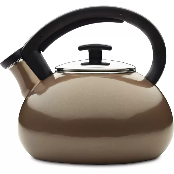 Anolon Enamel on Steel Whistling Kettle/Stovetop Teakettle/Tea Pot, 2 Quart, Umber