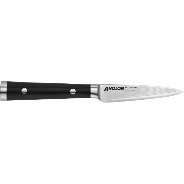 Anolon ImperionDamascus Steel Cutlery Knife Block Set, 5-Piece, Black