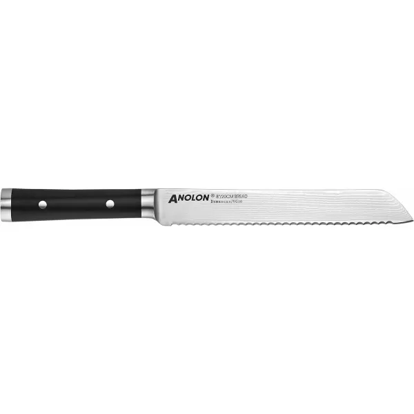 Anolon ImperionDamascus Steel Cutlery Knife Block Set, 5-Piece, Black