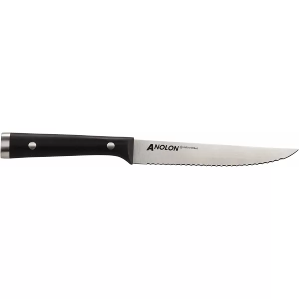 Anolon ImperionDamascus Steel Cutlery Knife Block Set, 5-Piece, Black