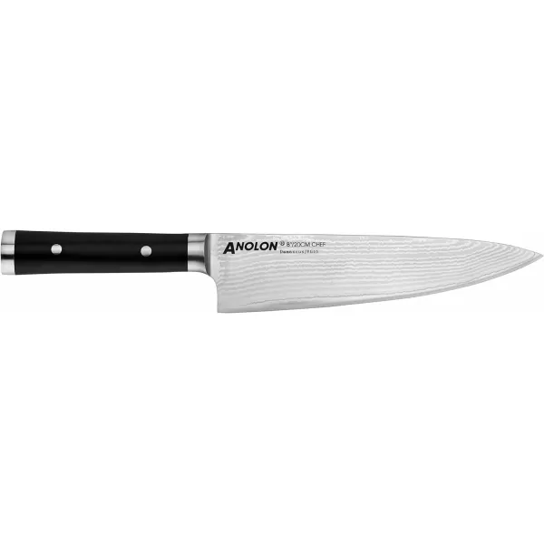 Anolon ImperionDamascus Steel Cutlery Knife Block Set, 5-Piece, Black