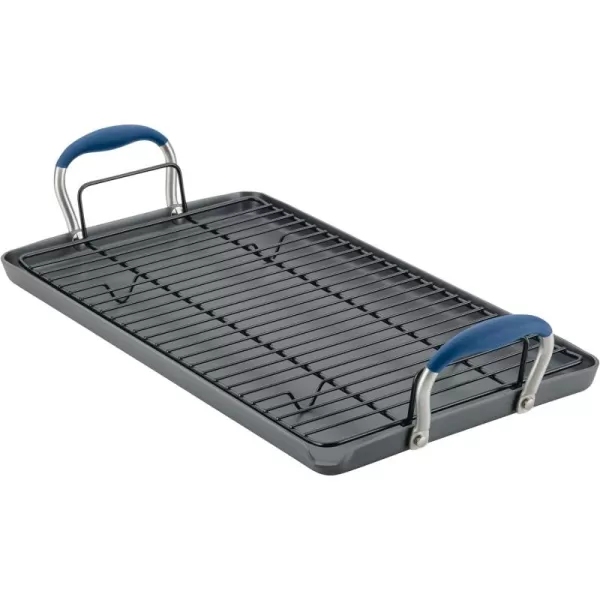 Anolon Advanced Hard Anodized Nonstick Pan/Flat Grill, Griddle w/Rack , Indigo