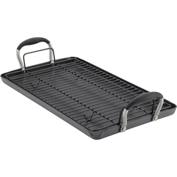 Anolon Advanced Hard Anodized Nonstick Pan/Flat Grill, Griddle w/Rack , Indigo