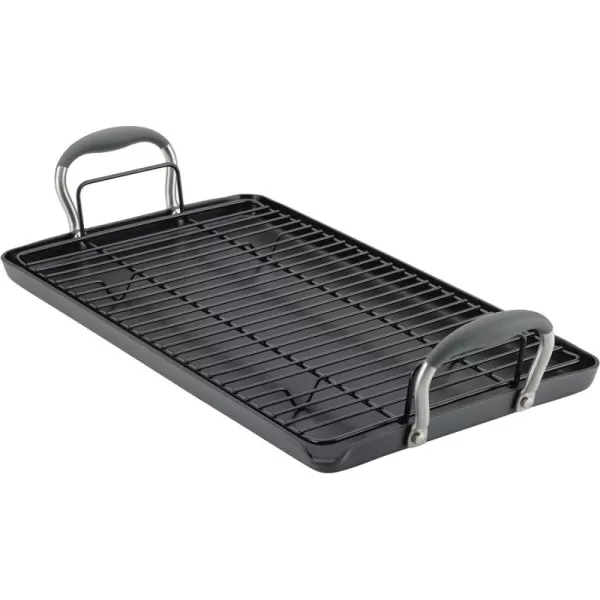 Anolon Advanced Hard Anodized Nonstick Pan/Flat Grill, Griddle w/Rack , Indigo